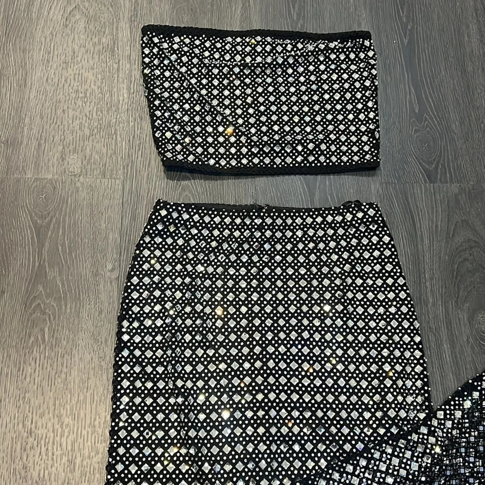 Rhinestone Cropped Top & Maxi Skirt